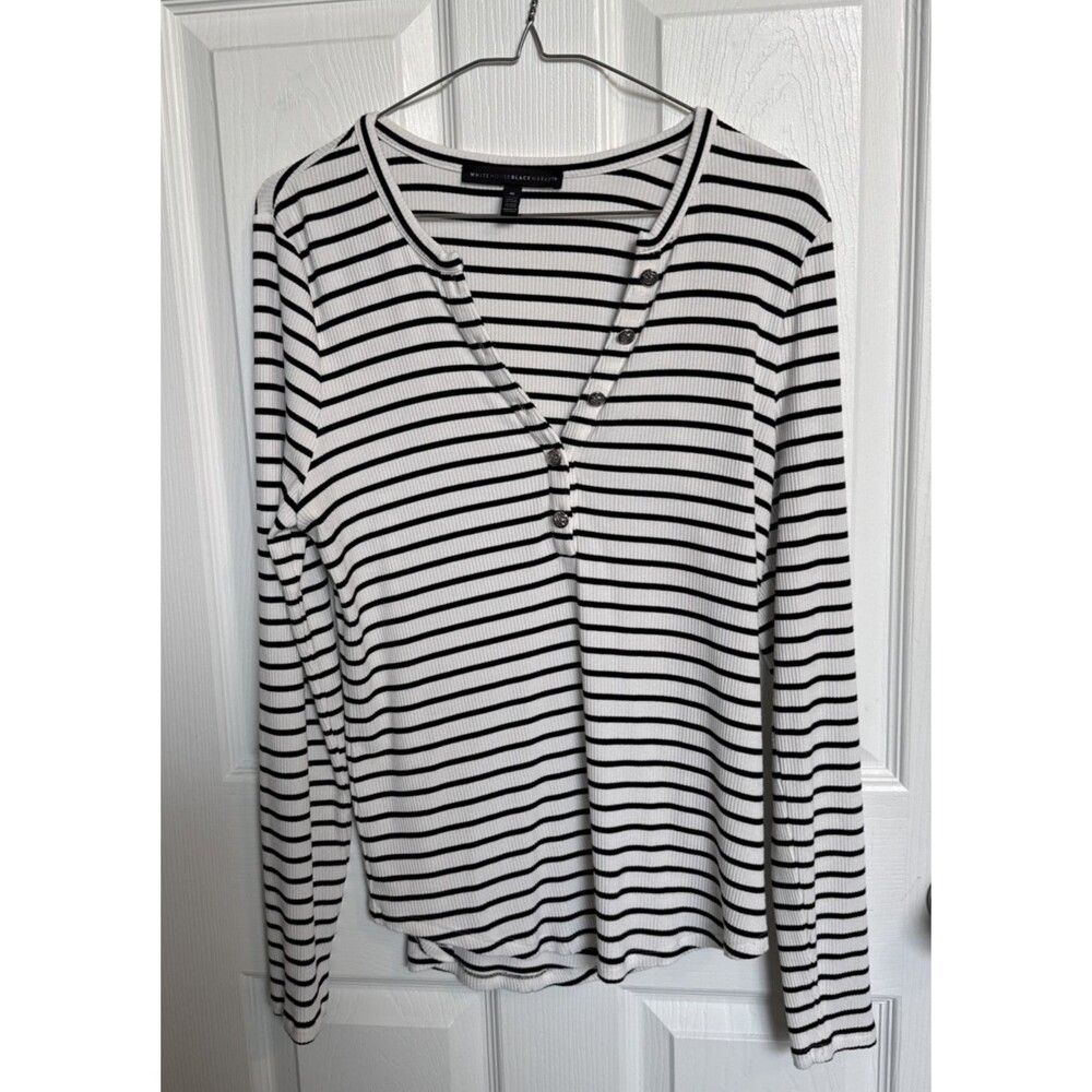 White House Black Market Henley Ribbed Knit Size Medium